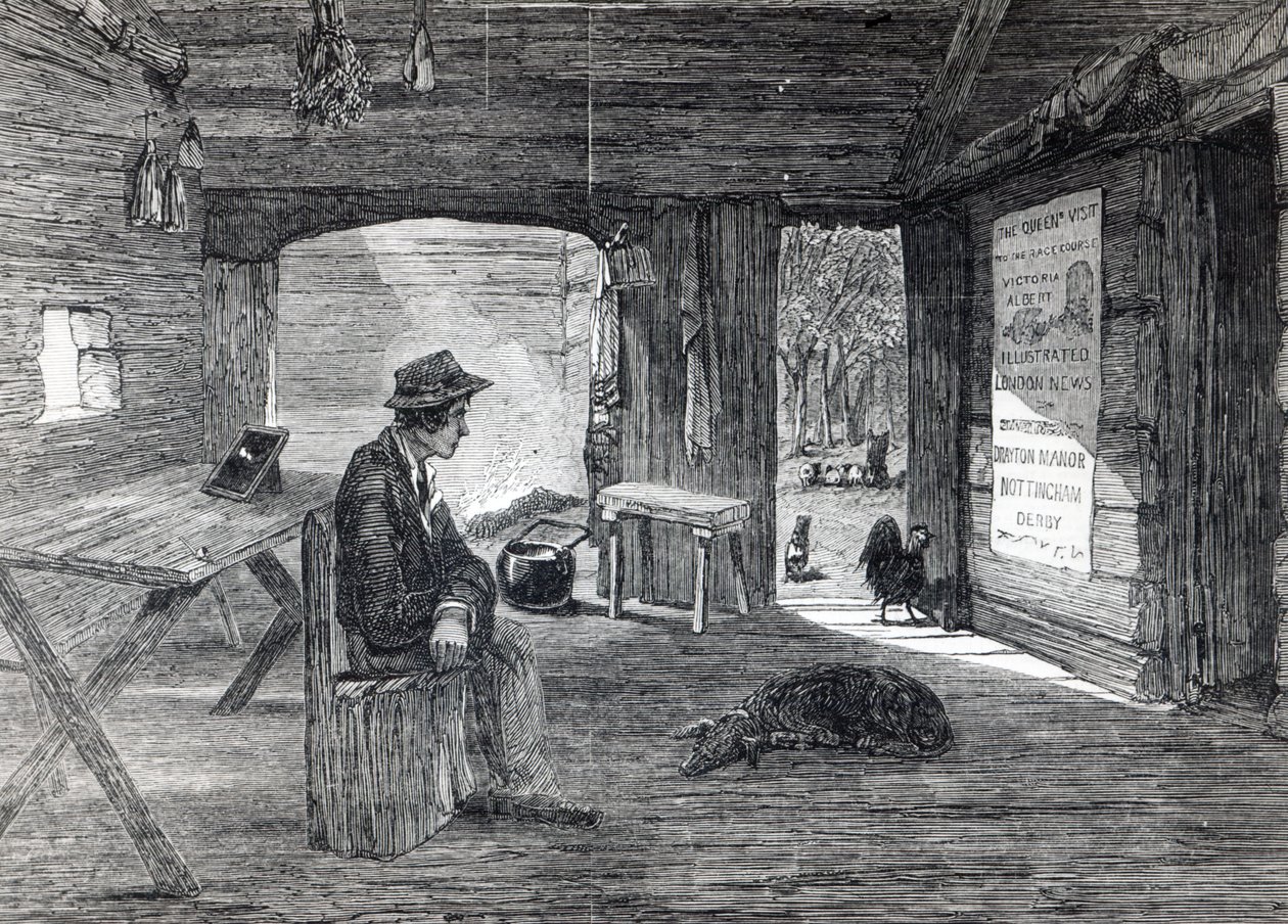 Interior da cabana de um colono na Austrália, de &39;The Illustrated London News&39;, 1849 de English School