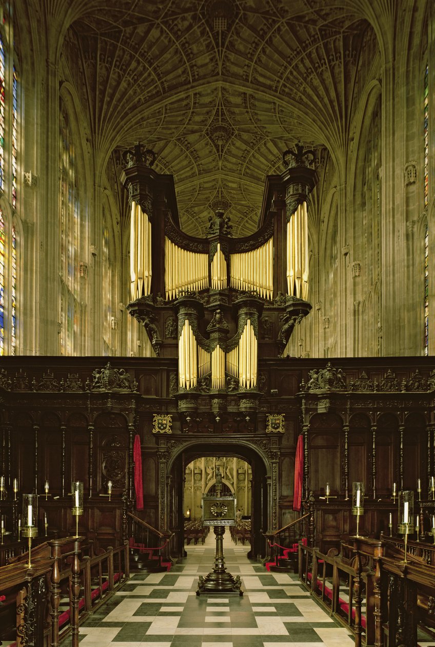 Vista interior, de, capela, mostrando, órgão, c. 1461 de English School