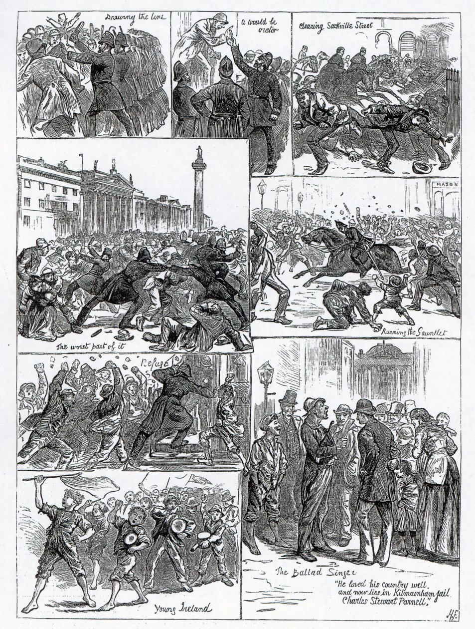 Agitação da Liga Irlandesa Irlandesa, ilustrações de &39;The Illustrated London News&39;, 29 de outubro de 1881 de English School