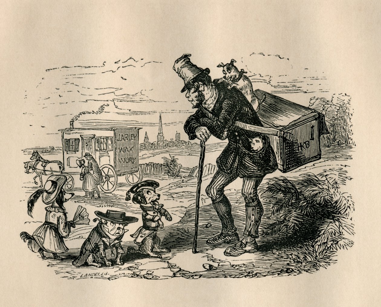 Jerry e seus cães dançantes, de &39;The Old Curiosity Shop&39; de Charles Dickens de English School