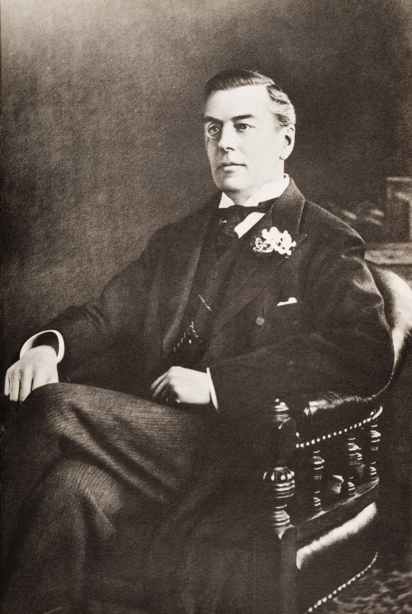 Joseph Chamberlain, ilustração de "King Edward and his Times" de Andre Maurois, publicado em 1933 (impresso) de English School
