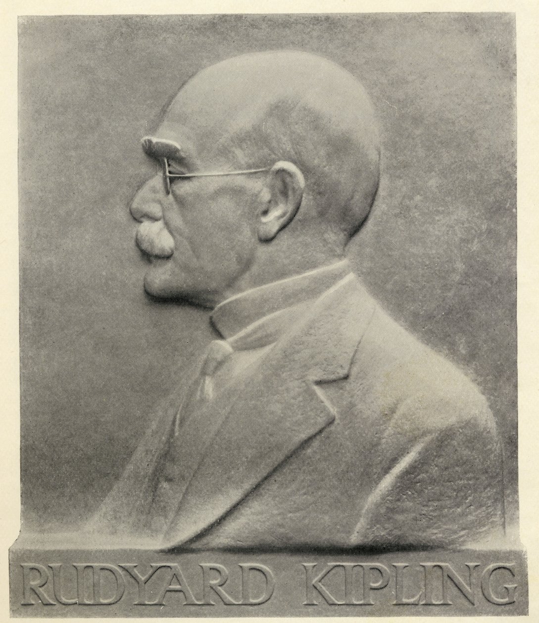 Joseph Rudyard Kipling, uma placa de Patrick Synge-Hutchison, de &39;Something of Myself&39;, de Rudyard Kipling, publicada em 1937 de English School