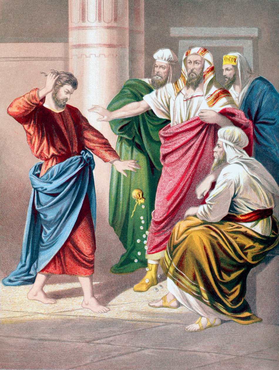 Judas se arrepende e, em remorso, devolve as trinta moedas de prata de English School