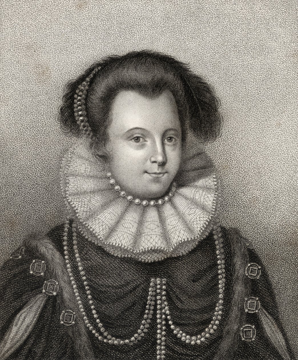 Lady Margaret Russell, gravada por Bocquet, ilustração de "Um catálogo de autores reais e nobres, Volume II", publicada em 1806 de English School