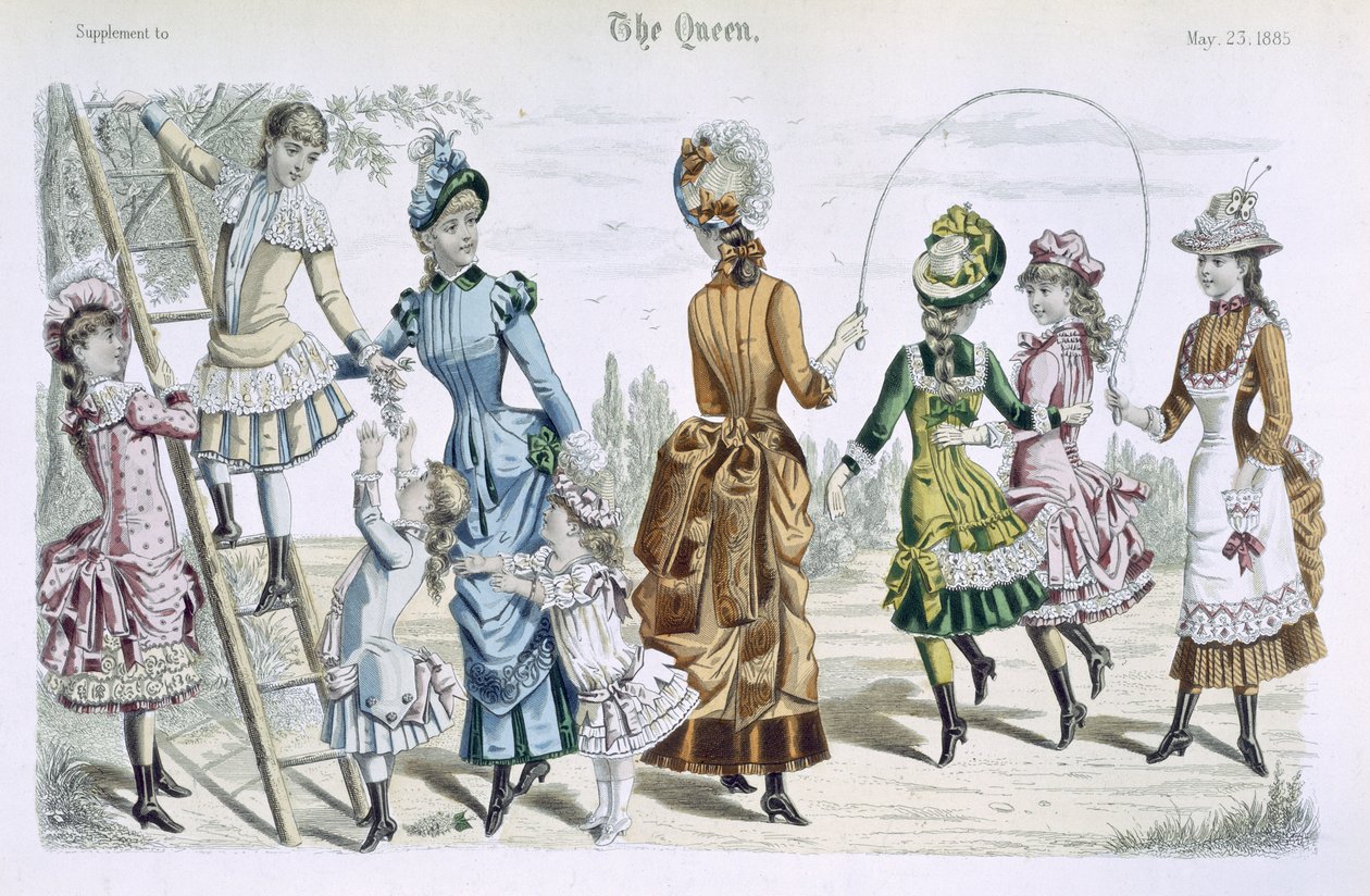 Últimas modas de Paris, de &39;The Queen&39; 23 de maio de 1885 (gravura a cores) de English School