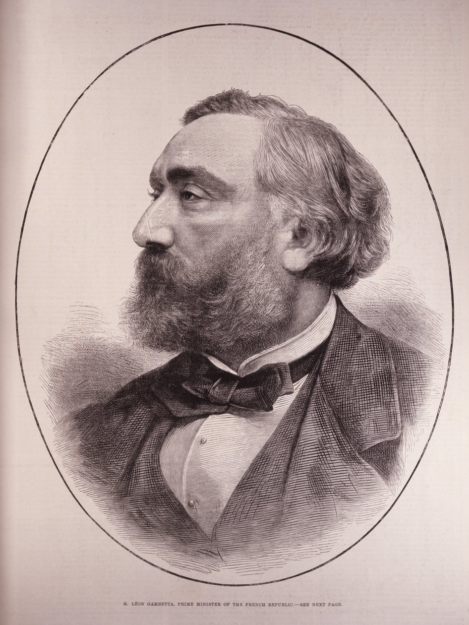 Leon Gambetta (1838-82), primeiro-ministro da República Francesa, de The Illustrated London News, 12 de março de 1881 de English School