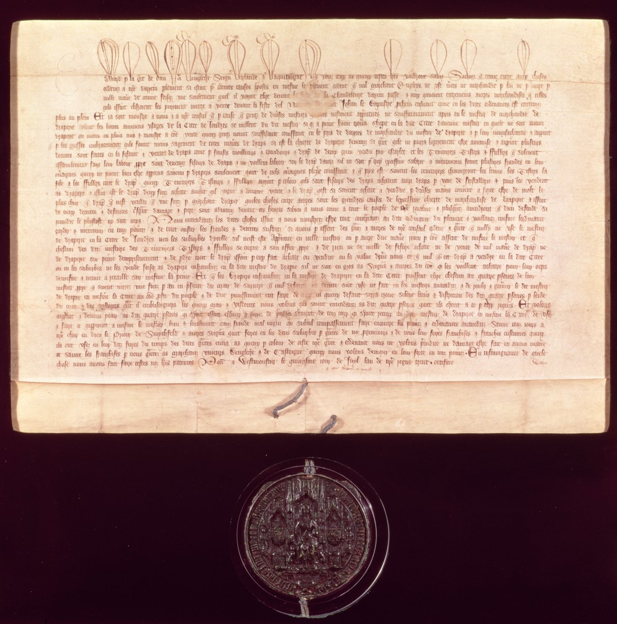 Cartas de Patentes concedidas à Venerável Companhia de Drapers, 1438-9 de English School