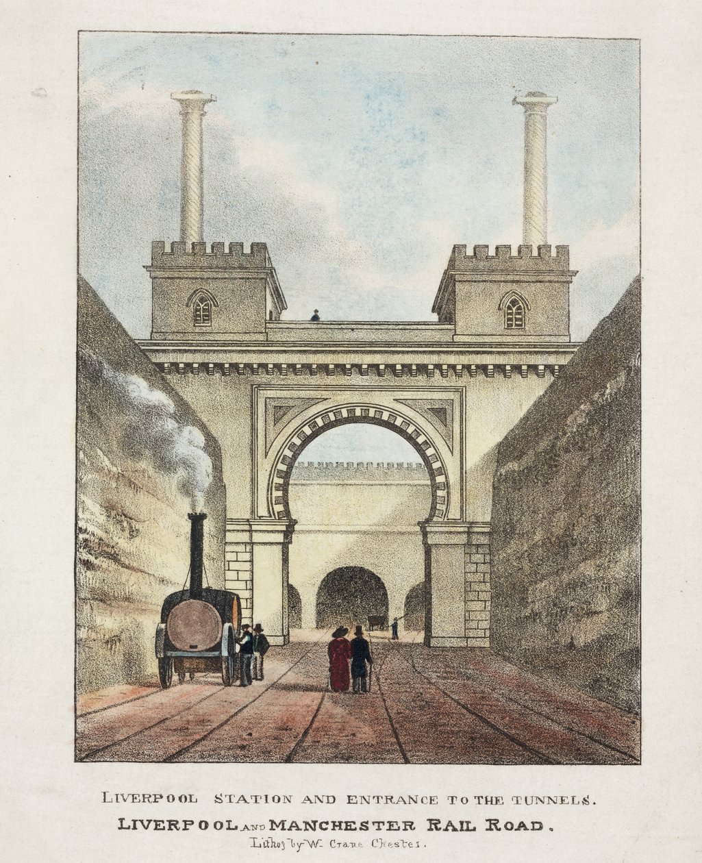 Estação de Liverpool e entrada para os túneis, 1831 de English School