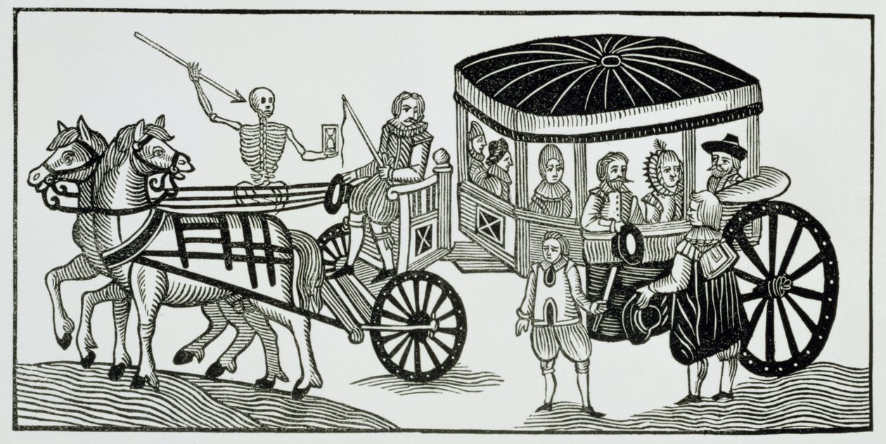 Os londrinos fogem para o país para evitar a peste, 1630 (ver também 267599) de English School