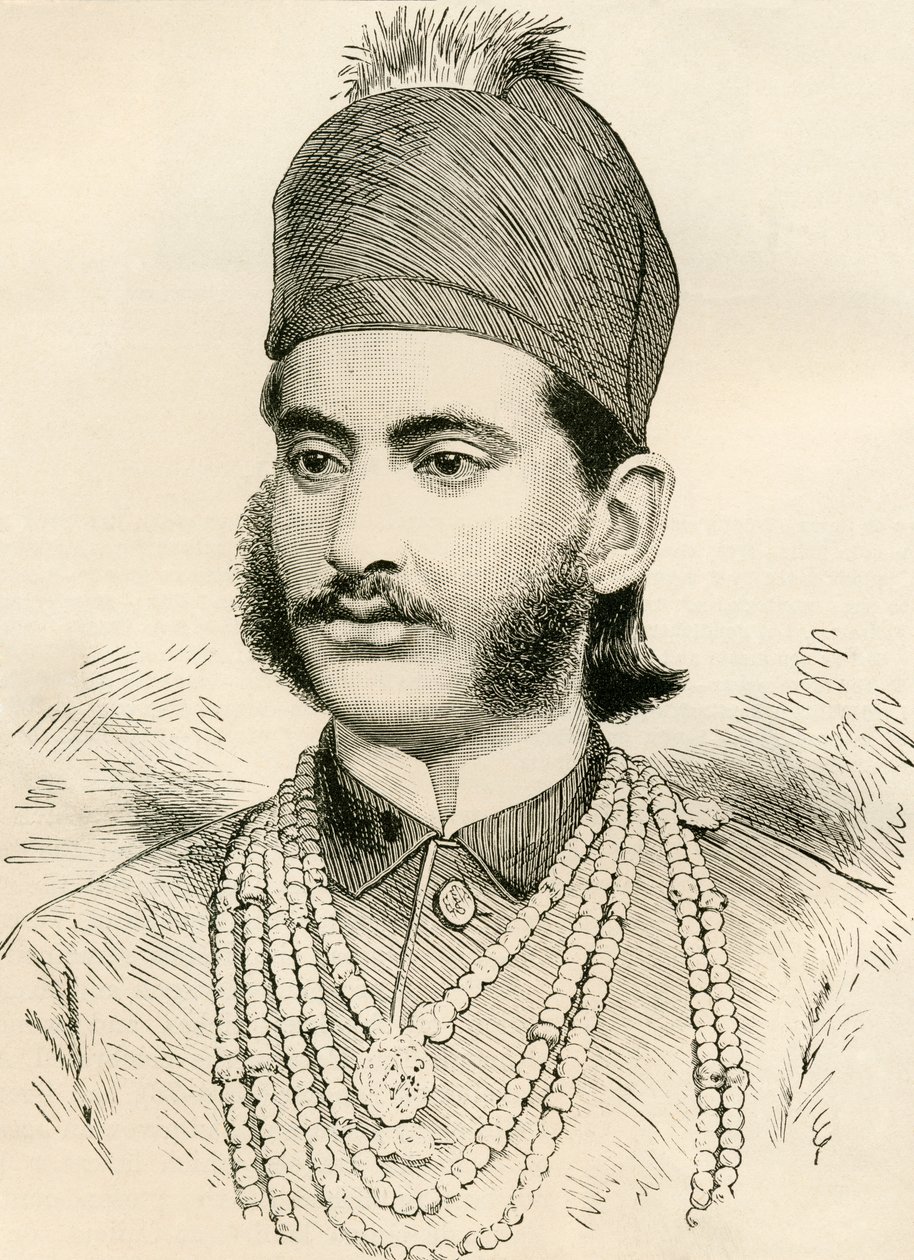 Mahbub Ali Khan, Asaf Jah VI, de "Os habitantes do mundo" por GT Bettany, publicado em 1888 de English School