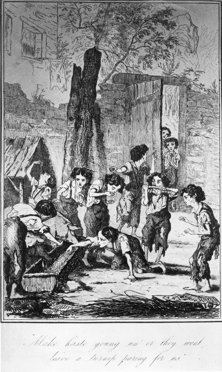 Apressem-se jovens un &39;ou eles não terão um nabo paring para nós, ilustração de&39; A vida e aventuras de Michael Armstrong &39;de Frances Trollope, 1840 de English School