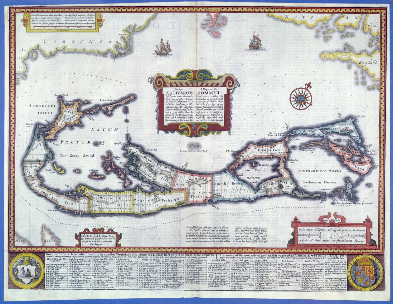 Mapa, de, bermuda, (color, engraving) de English School