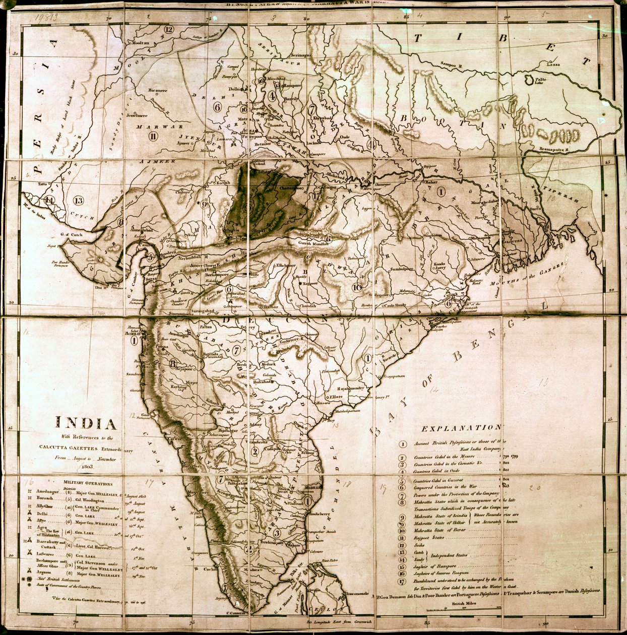 Mapa da Índia, 1803 de English School