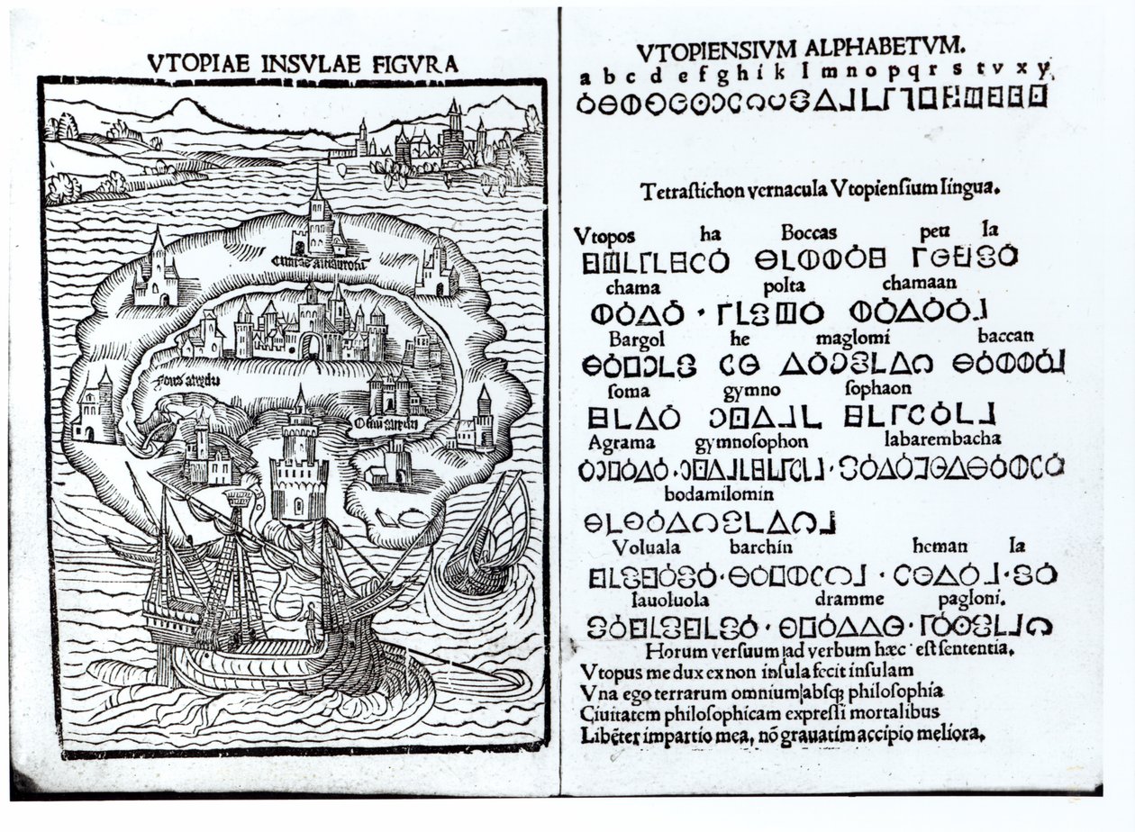 Mapa da Ilha da Utopia e seu Alfabeto de English School