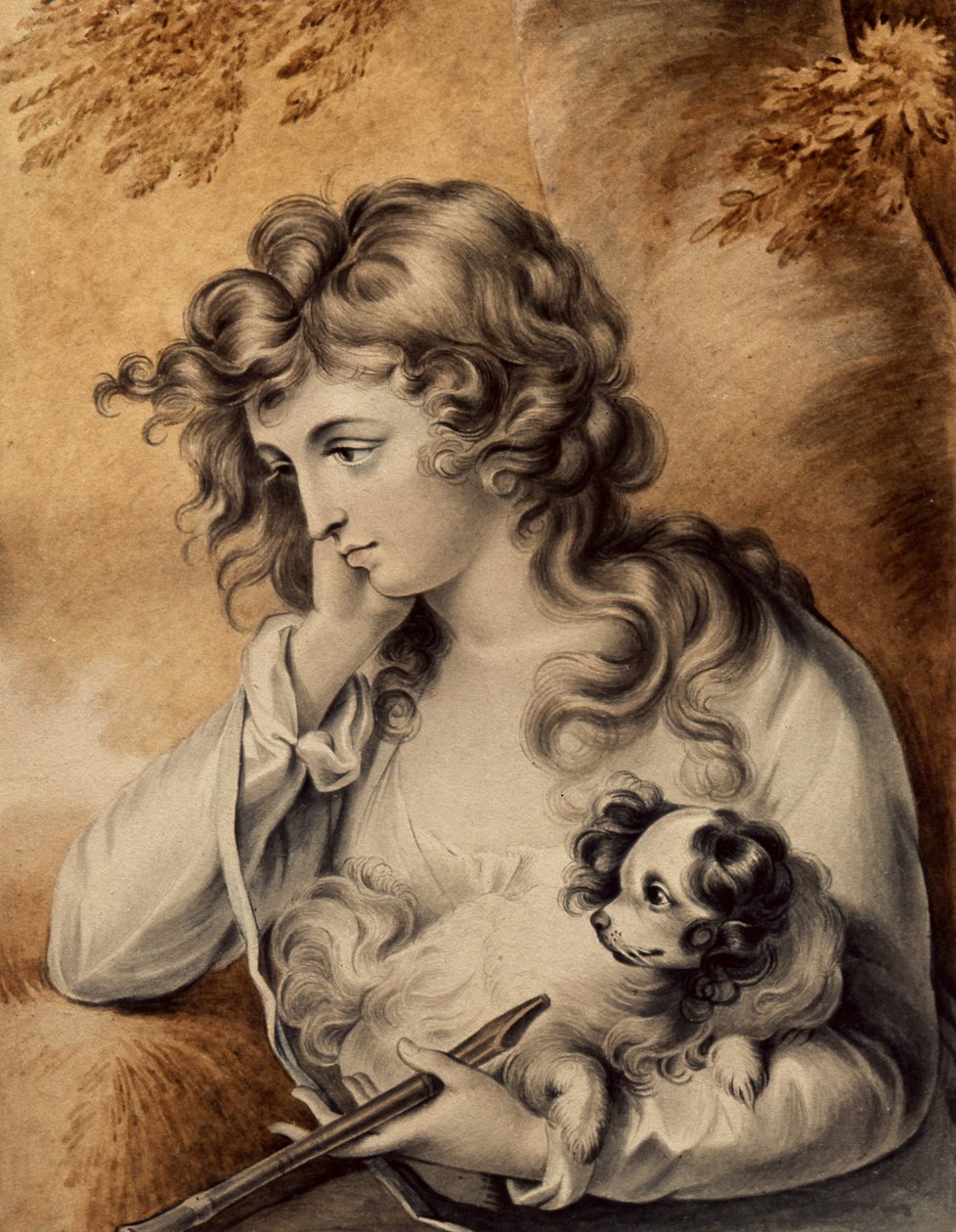 Maria, personagem de Lawrence Sternes, Uma Jornada Sentimental, gravada por Peltro William Tomkins, 1808 de English School