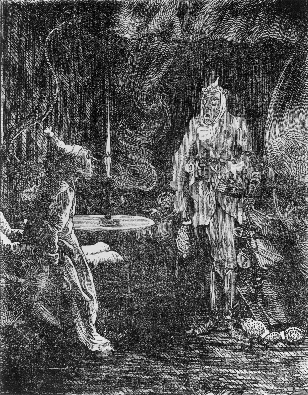 Fantasma de Marley, ilustração de &39;A Christmas Carol&39; de Charles Dickens (1812-1870) de English School