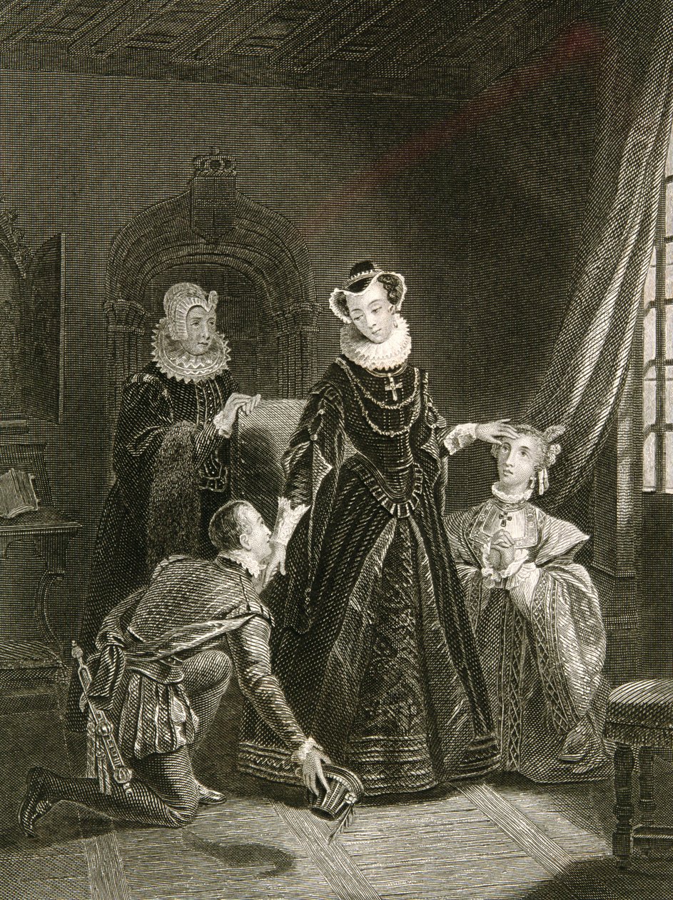 Maria, Rainha dos Escoceses (1542-1587) na companhia de cortesãos de English School