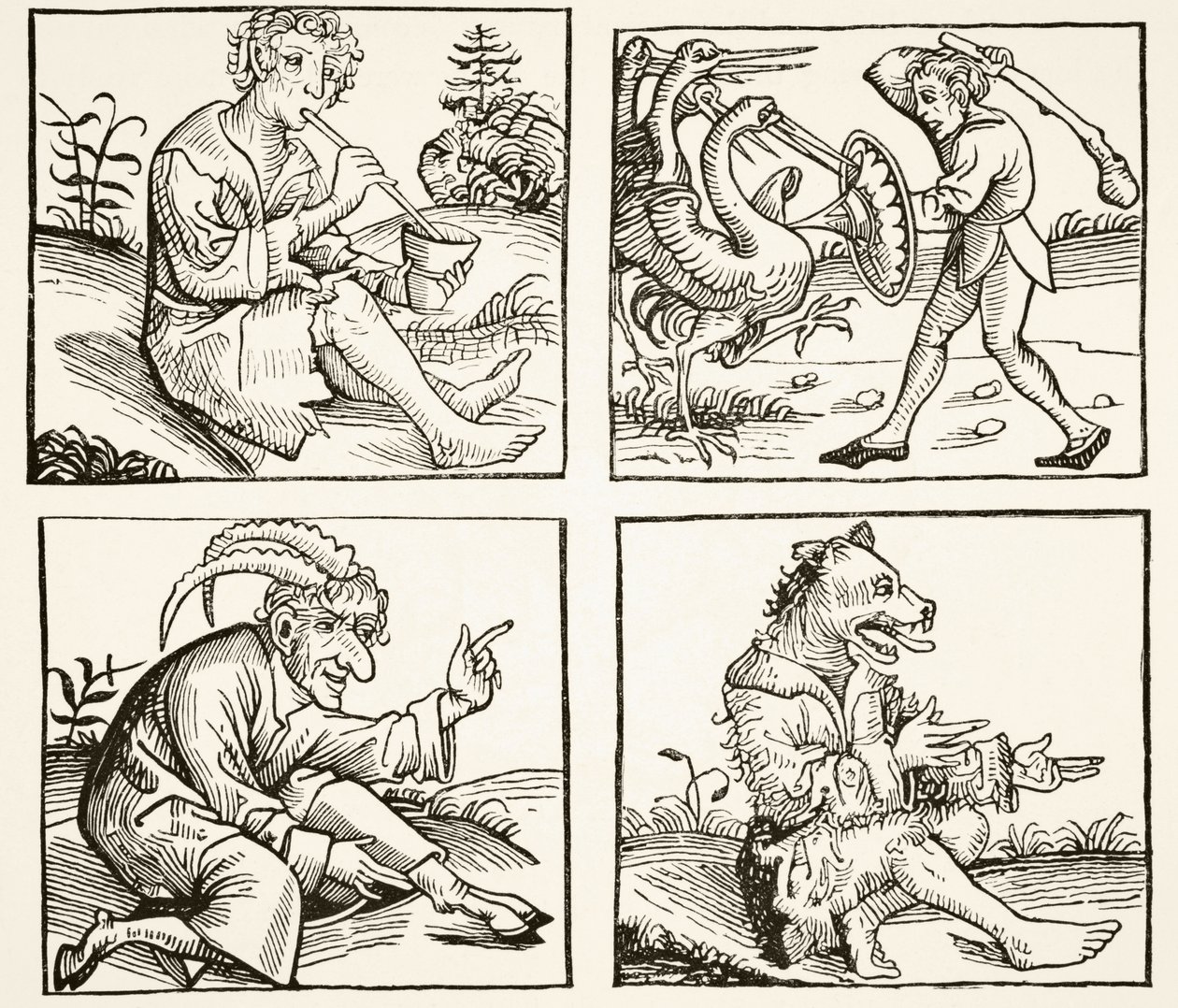Monstros nascidos do dilúvio, após gravura em madeira na "Chronique de Nuremberg" de 1493, de "Ciência e literatura na Idade Média" por Paul Lacroix, 1878 de English School