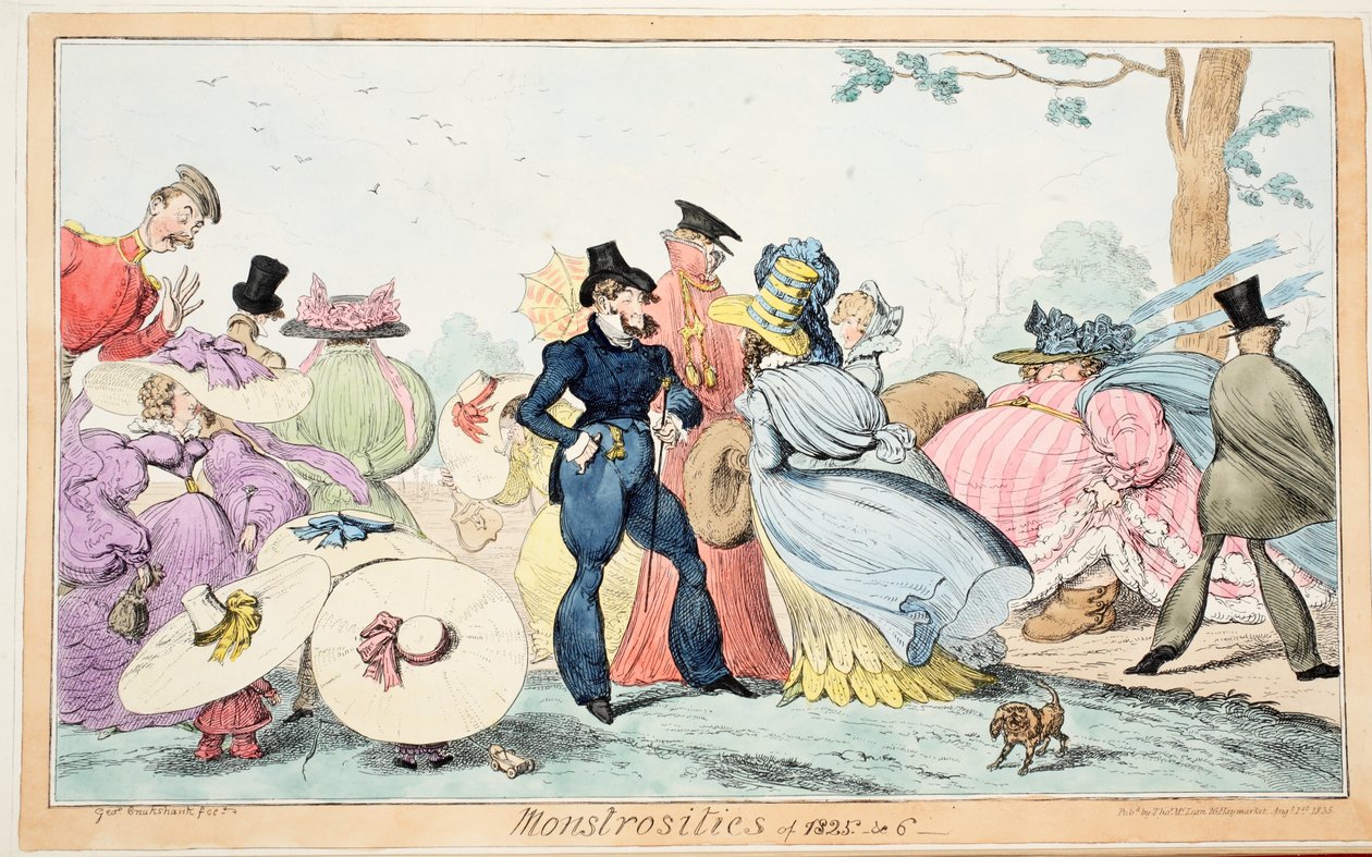Monstruosidades de 1825 e 6, pub. 1835 (gravura colorida à mão) de English School