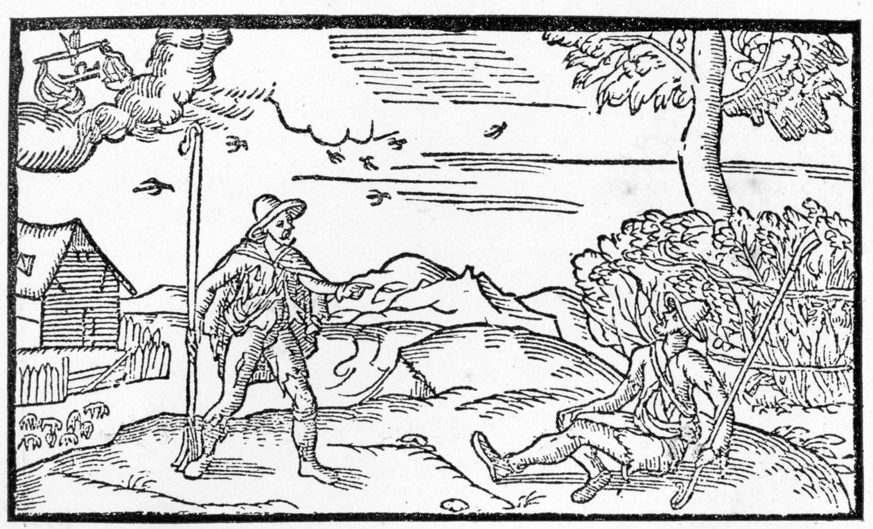 Mês de setembro, de &39;The Shepheardes Calender&39; de Esmond Spenser (1552-99), fac-símile do original publicado em 1579 de English School