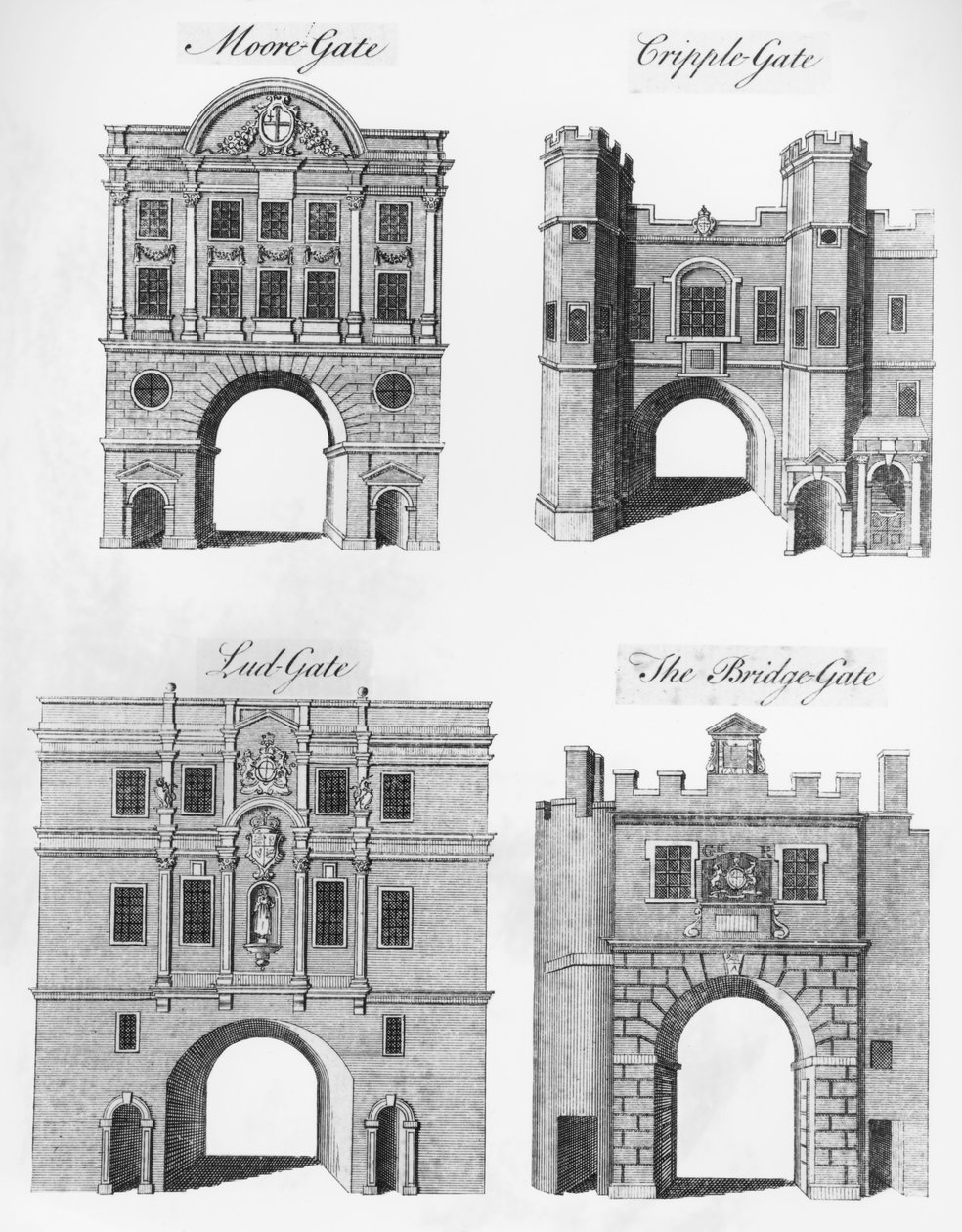 Moorgate, Cripplegate, Ludgate e The Bridgegate de English School