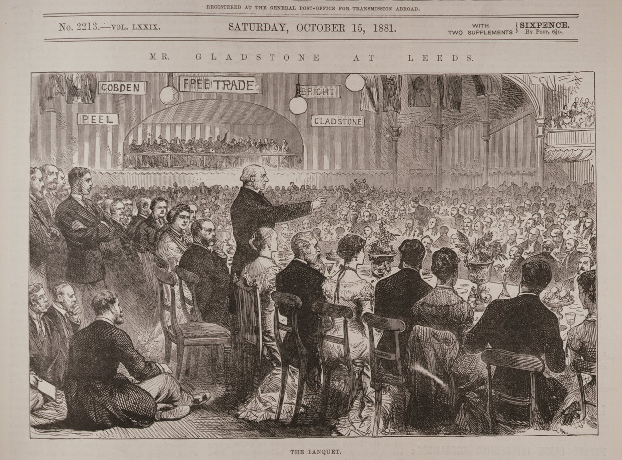 O Sr. Gladstone em Leeds: The Banquet, de &39;The Illustrated London News&39;, 15 de outubro de 1881 de English School