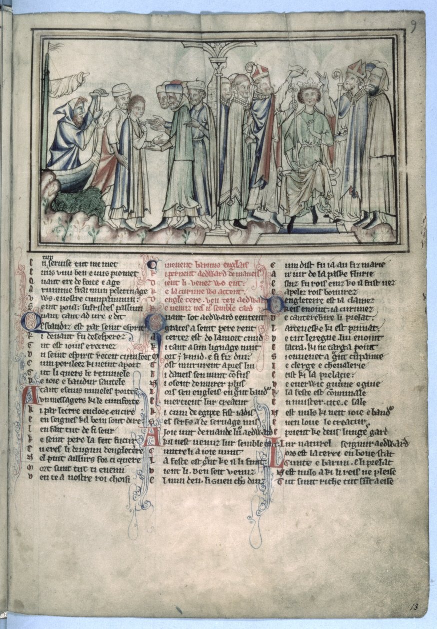 Ms Ee 3.59 A Unção e Coroação de Eduardo, o Confessor, em 1043, da Vida de São Eduardo, o Confessor, c.1250-60 de English School