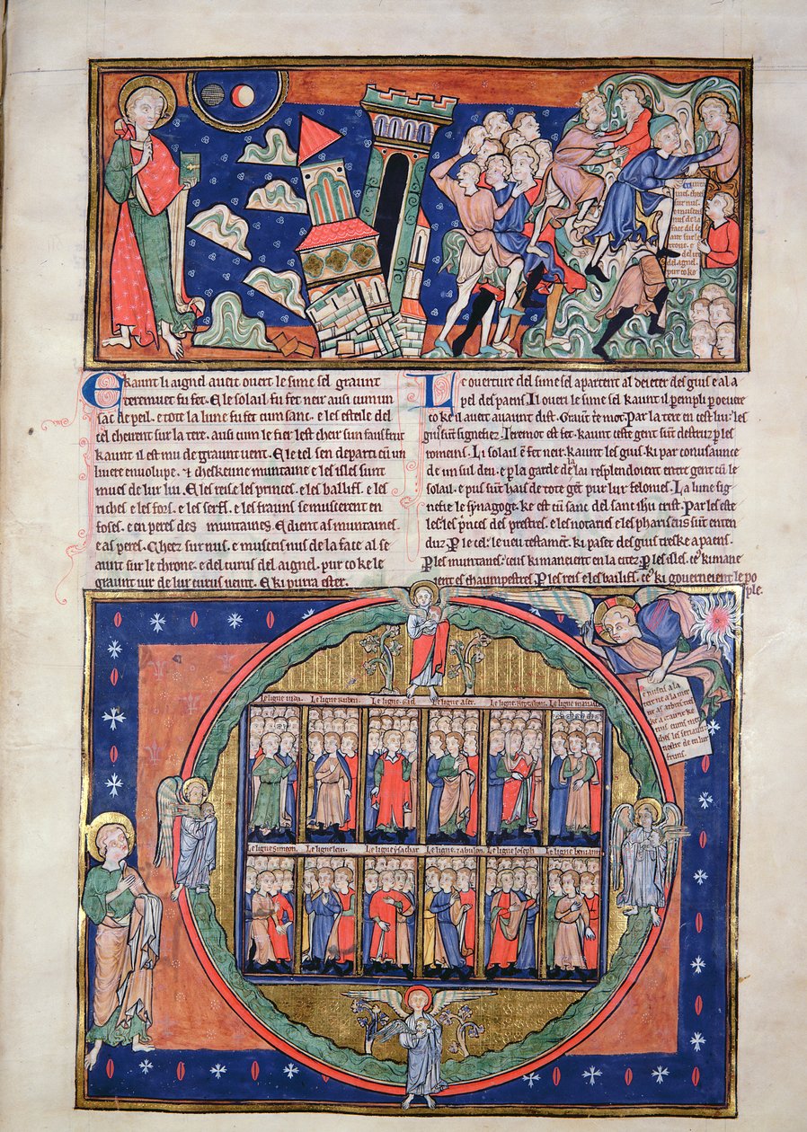 Ms R.16.2 fol.7a O Sexto Selo, do Apocalipse da Trindade, c.1250 de English School