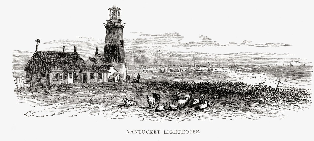 Nantucket Lighthouse, Massachusetts, c.1870, de &39;American Pictures&39;, publicado pela The Religious Tract Society, 1876 de English School