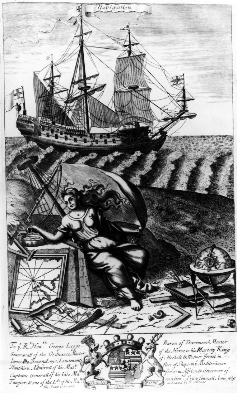 Navegação, de &39;The Gentleman&39;s Recreation&39; publicado por Richard Blome, 1686 de English School