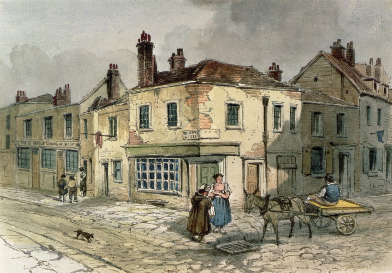 Old Pye Street, Westminster, 1849 (wc no papel) de English School