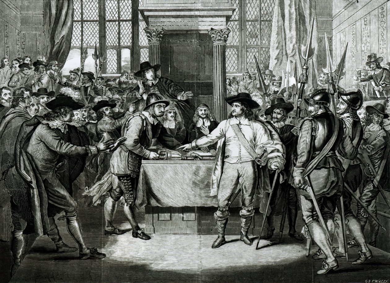 Oliver Cromwell (1599-1658) Dissolver o longo parlamento em 1653 de English School