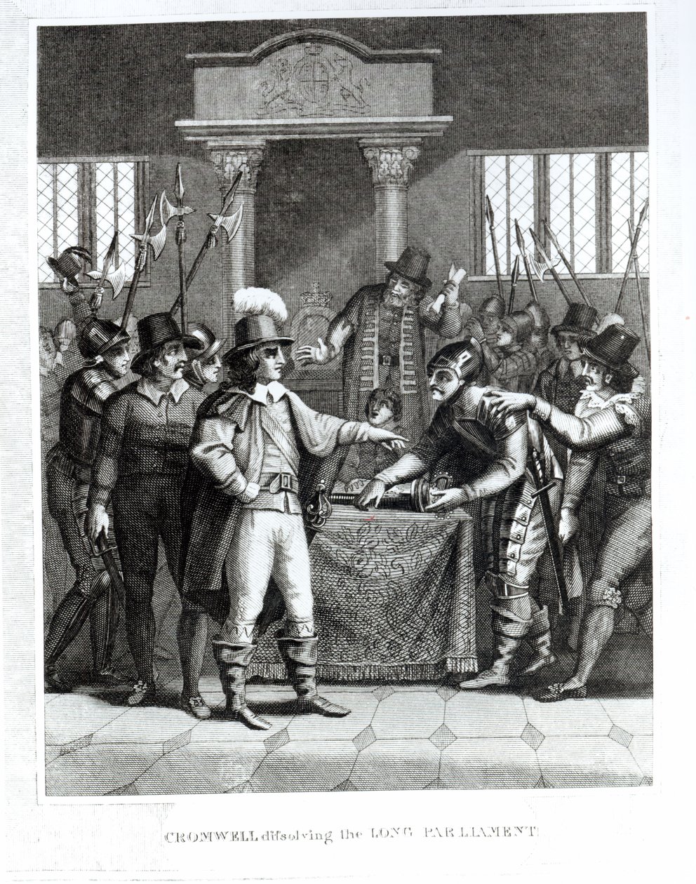 Oliver Cromwell (1599-1658) Dissolver o longo parlamento em 1653 de English School