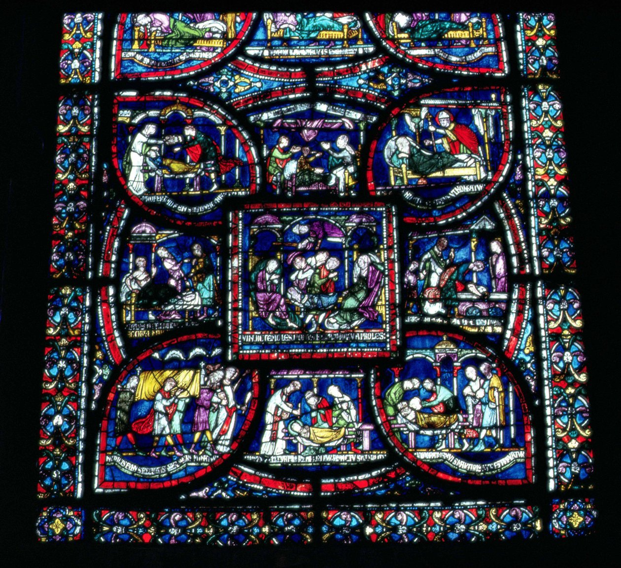 Uma das janelas do milagre da cura na catedral (vitral) de English School