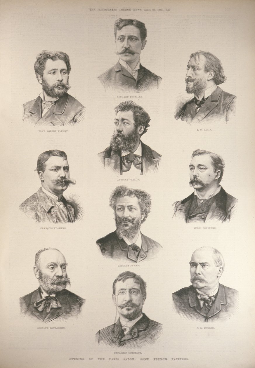 Abertura do Salão de Paris: alguns pintores franceses, de "The Illustrated London News", 30 de abril de 1887 de English School