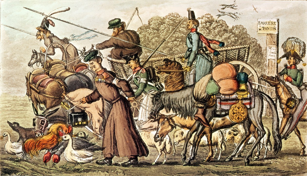 Parte dos Aliados que Entram em Paris, 1814. O Contigente Russo, Cossacos e Saqueadores de English School
