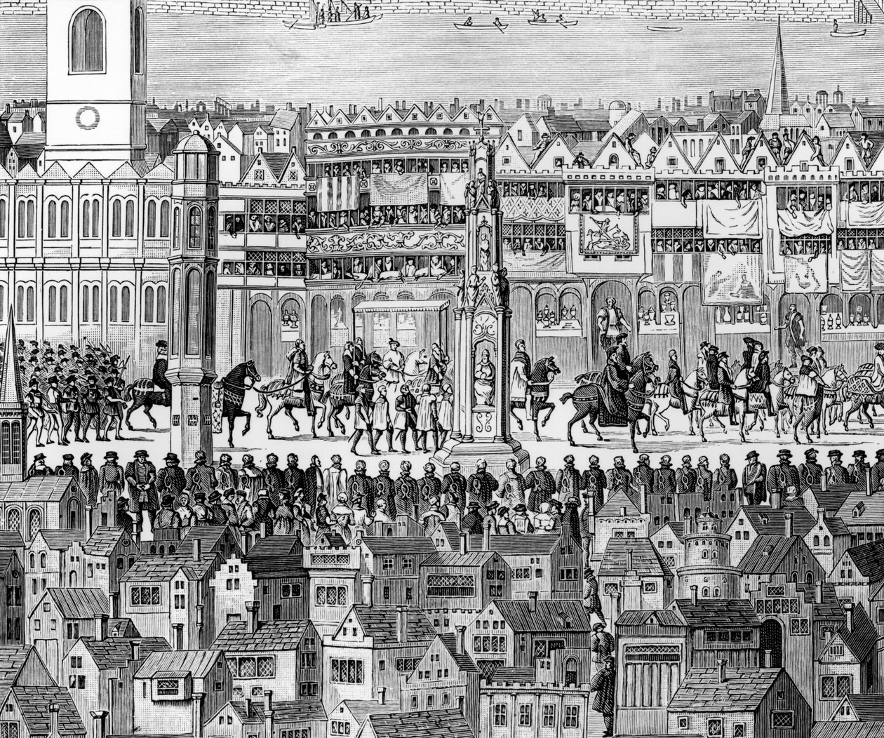 Parte da procissão de coroação de Edward VI (1537-53), 19 de fevereiro de 1547 (ver 2916) de English School