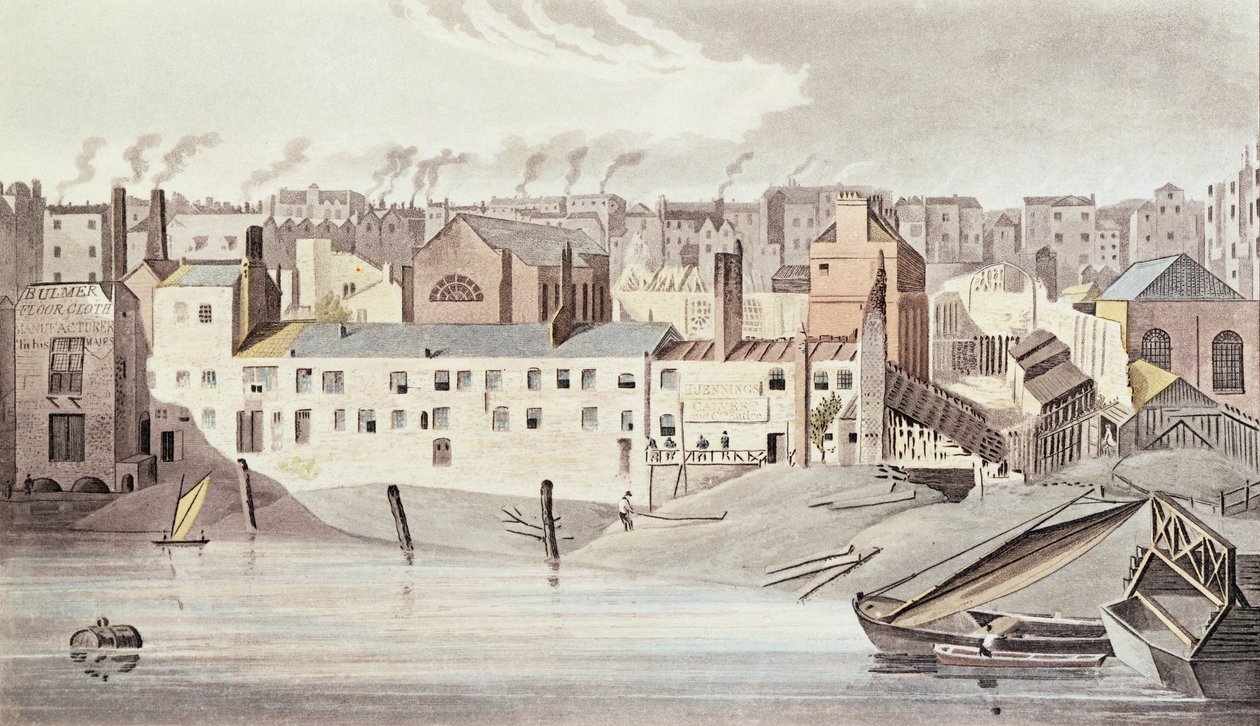 Parte das ruínas do Savoy, 1816 (gravura a cores) de English School