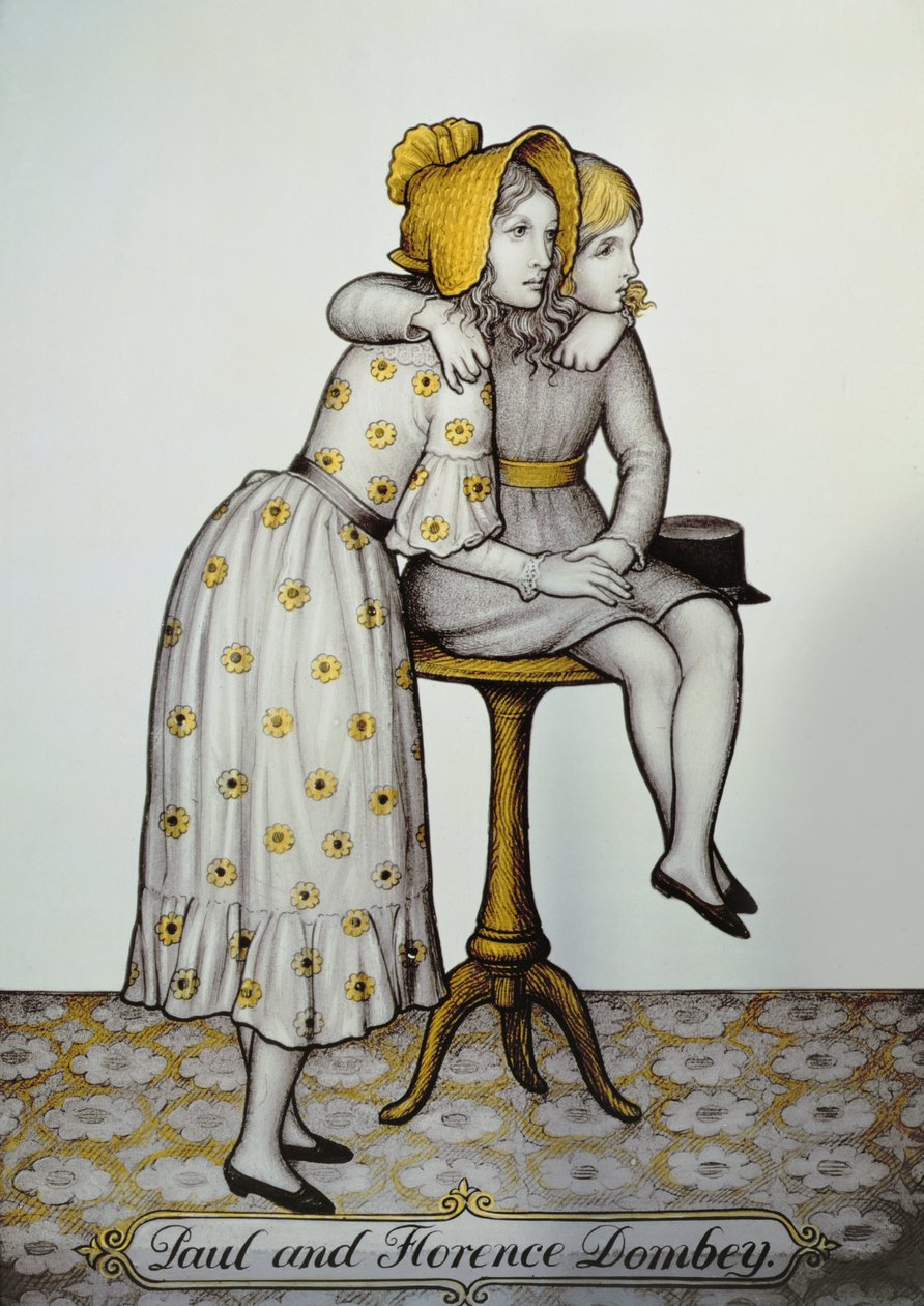 Paul e Florence Dombey de Dombey and Son por Charles Dickens de English School