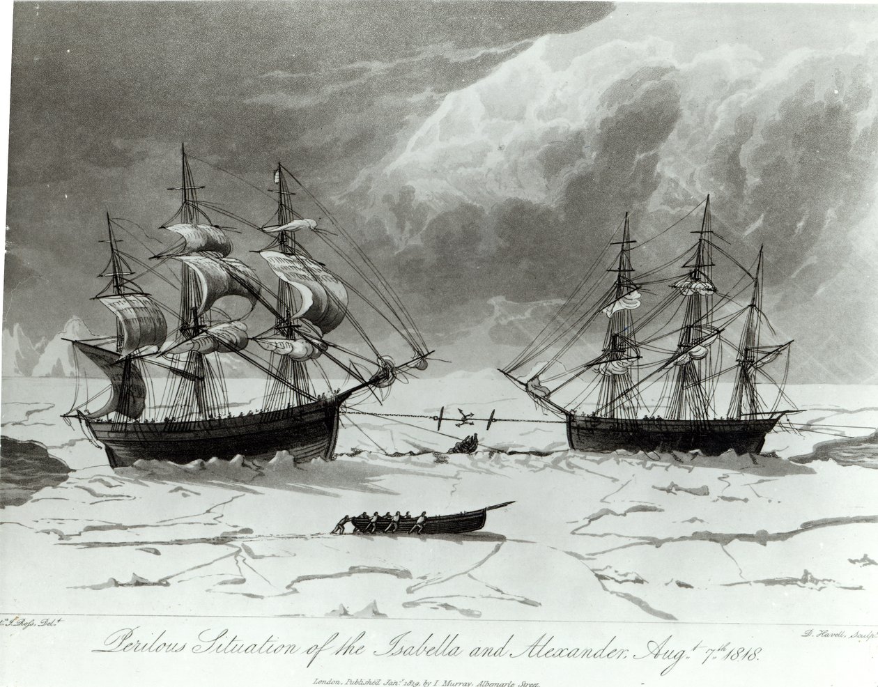 Situação perigosa da Isabella e Alexander, 7 de agosto de 1819 de English School