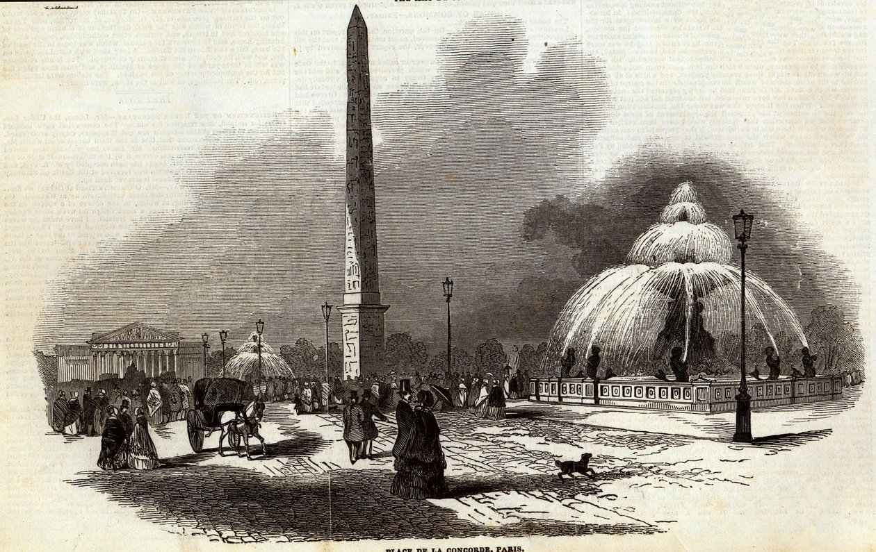 Praça da Concórdia, Paris, de The Illustrated London News, 2 de agosto de 1845 de English School