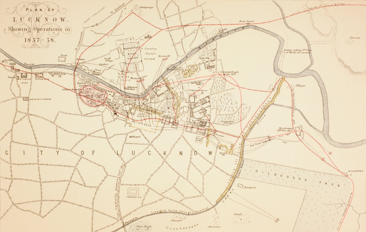Plano de Lucknow, 1883 de English School