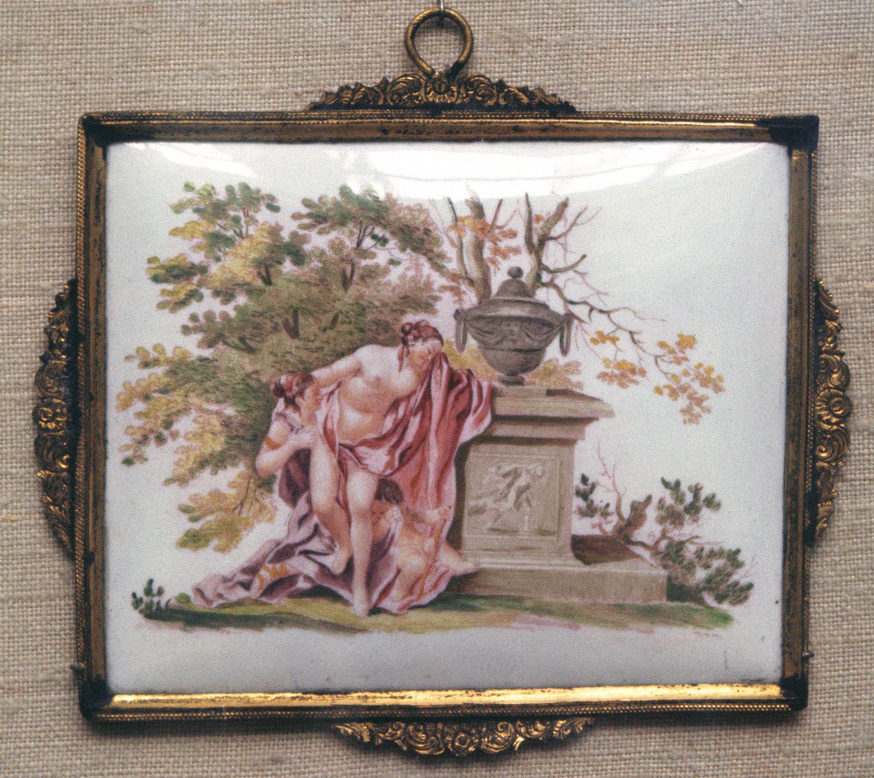 Placa representando Vênus e Adonis, Birmingham, c.1755-60 (cerâmica) de English School