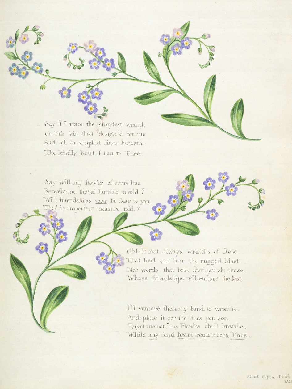 Poesia, de um «Álbum de Poemas, Desenhos e Aquarelas de Grafite», c.1828 de English School