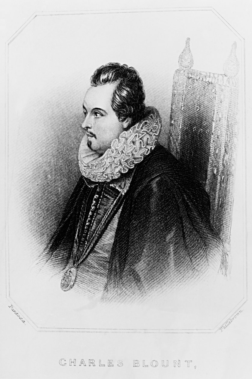 Retrato de Charles Blount (c.1562-1606) 8o Conde de Devonshire, de &39;British Retratos da Loja&39;, 1823 de English School