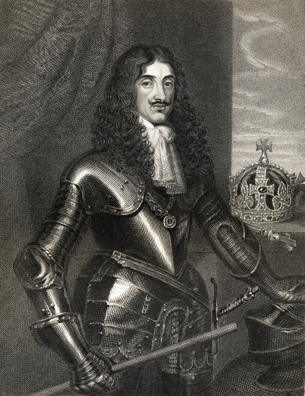 Retrato do rei Carlos II (1630-85) de &39;British Retratos Lodge&39;, 1823 de English School