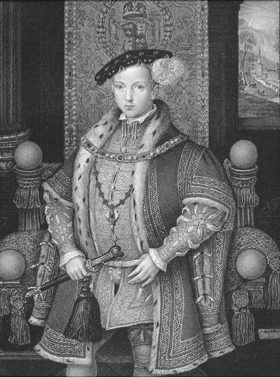 Retrato do rei Edward VI (1537-1553) de &39;British Retratos Lodge&39;, 1823 de English School