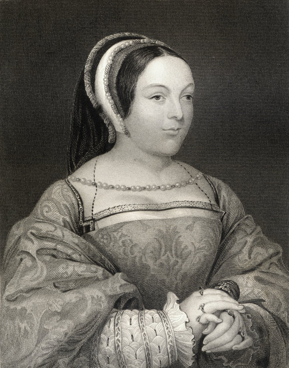 Retrato de Margaret Tudor (1489-1541) Rainha da Escócia, de &39;British Retratos Lodge&39;, 1823 de English School