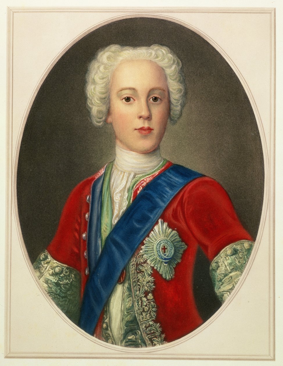 Retrato do príncipe Charles Edward Louis Philip Casimir Stewart (1720-88) o jovem pretendente ou &39;Bonnie Prince Charlie&39; de English School