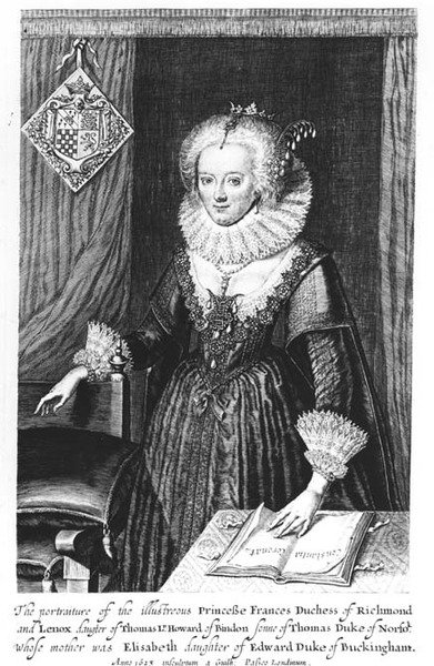 Retrato da Princesa Frances, Duquesa de Richmond e Lennox, gravada por Guilh, 1623 de English School